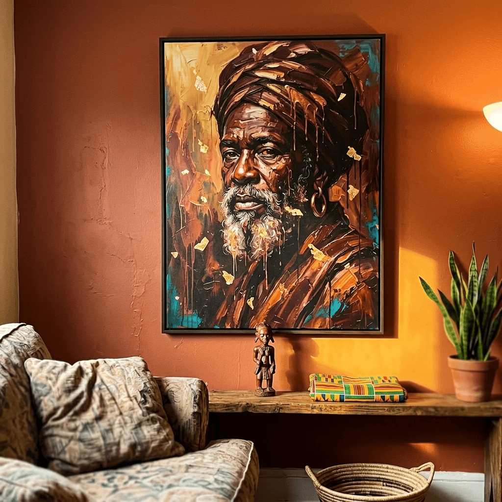 Marcus B.'s home featuring African Elder Portrait Canvas Wall Art