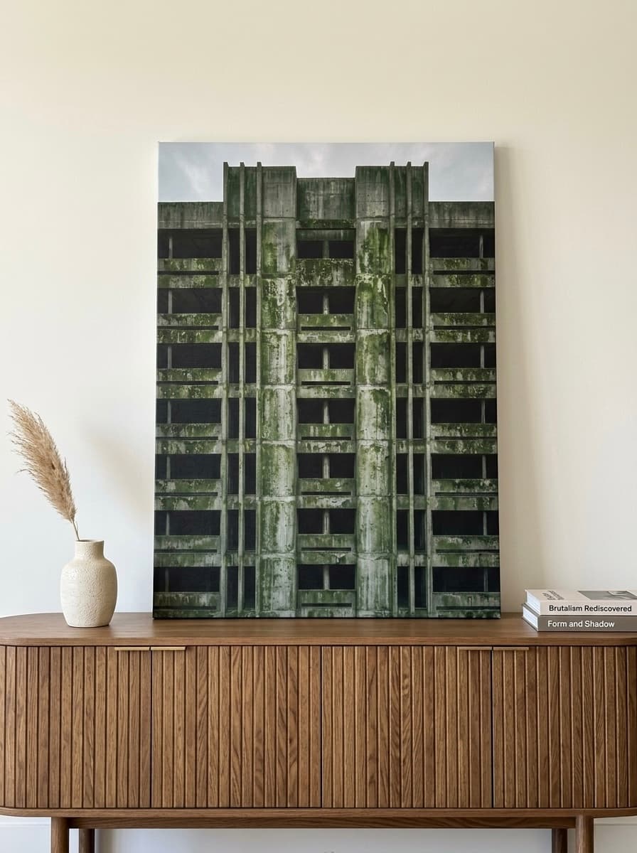 Abandoned Brutalist Building Canvas Wall Art | Fine Art Photography Framed Print | Urban Decor