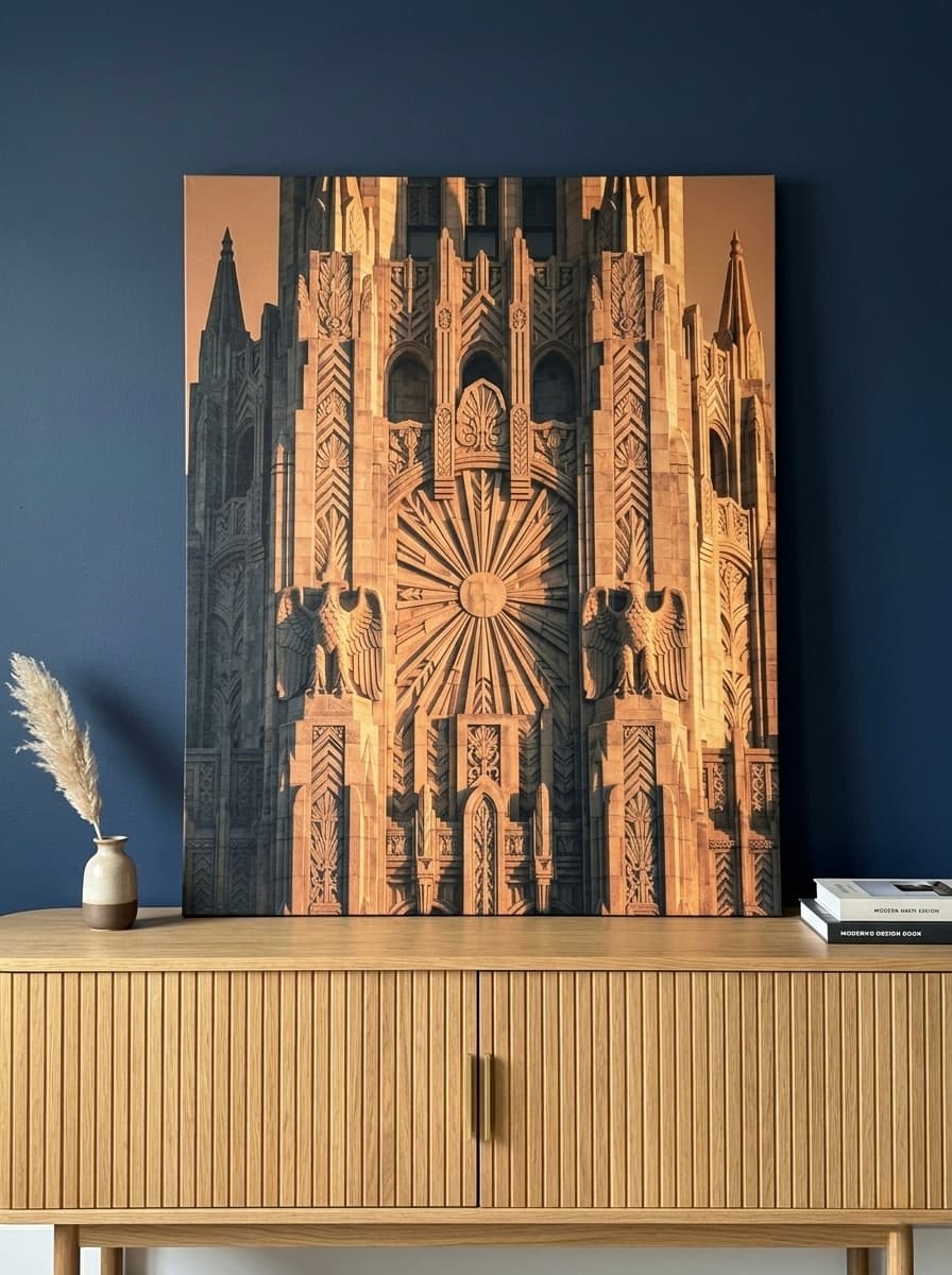 Art Deco Skyscraper Canvas Wall Art | Dramatic Photography Framed Print | Office Home Decor