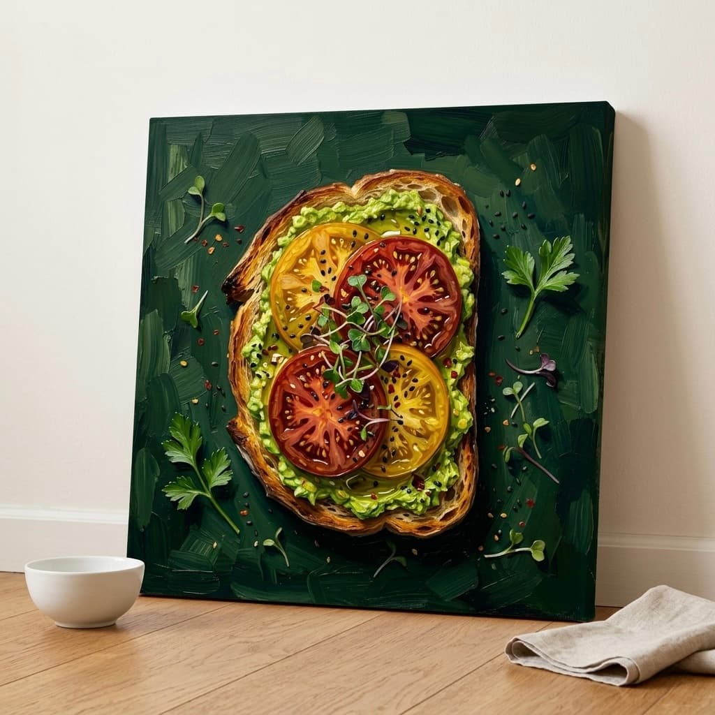 Avocado Toast Canvas Wall Art | Food Art Framed Print | Kitchen Dining Room Decor