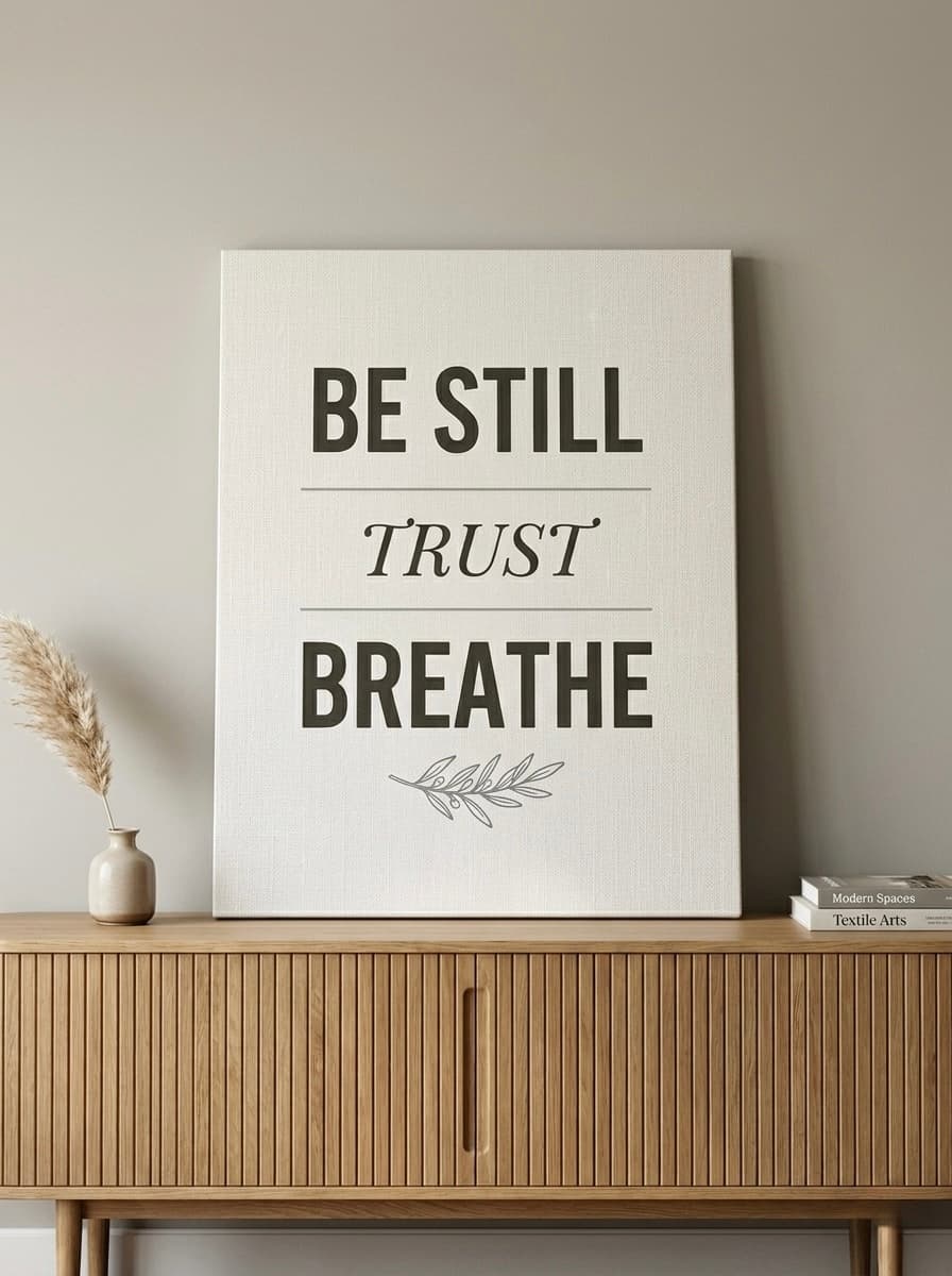 Be Still Scripture Canvas Wall Art | Modern Christian Typography Framed Print | Bedroom Decor