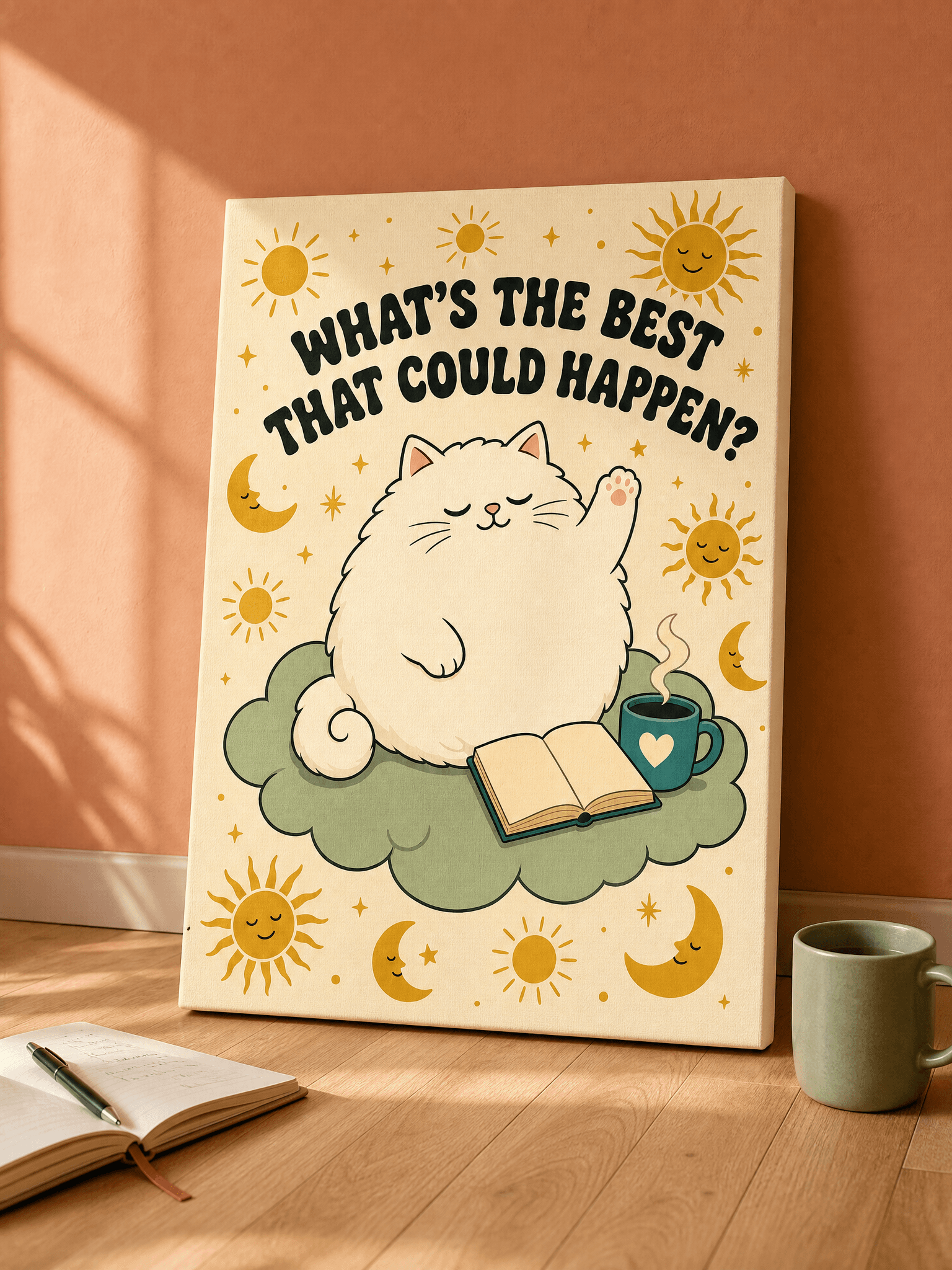 Best That Could Happen Cat Canvas Wall Art | Mindset Reframe Print | Home Office Home Decor
