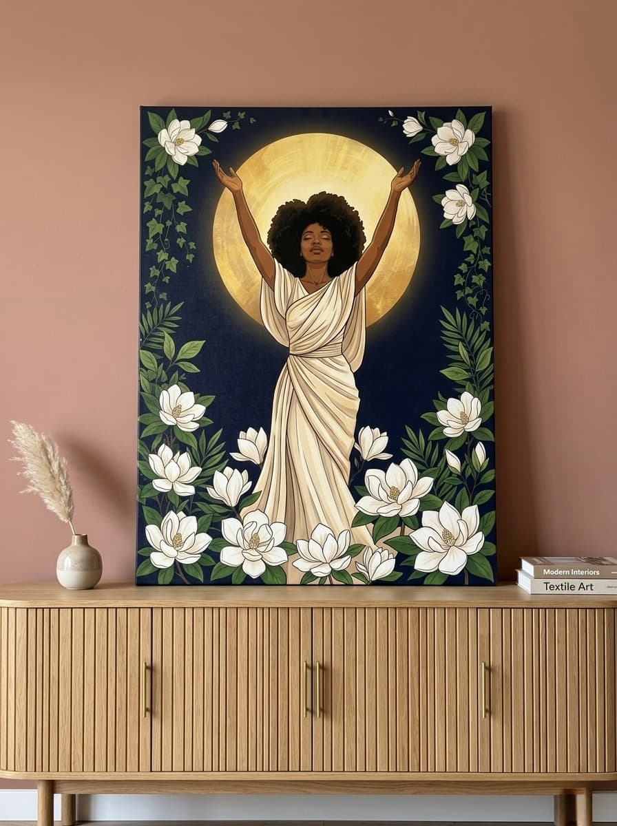 Black Woman Worship Canvas Wall Art | African American Christian Print | Faith Bedroom Decor