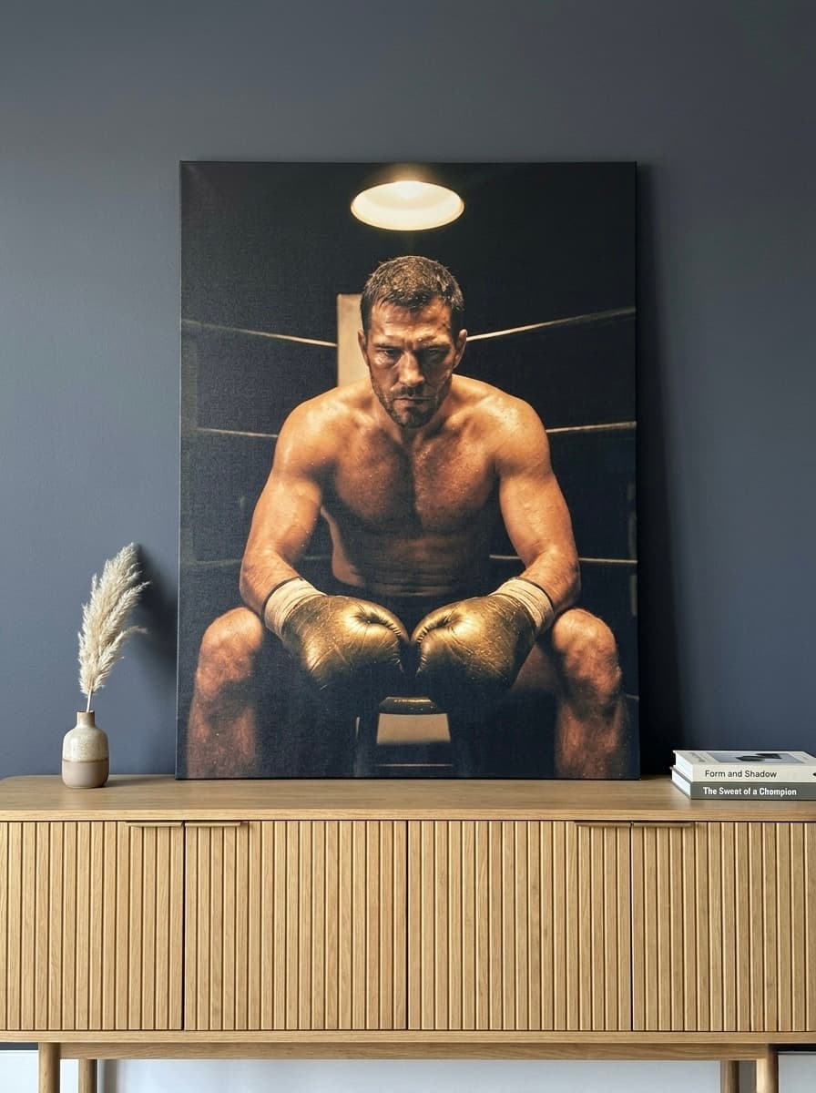 Boxer Canvas Wall Art | Champion Portrait Framed Print | Sports Home Decor