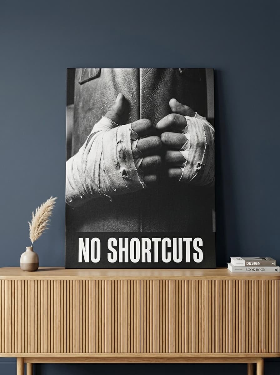 Boxing Hands Wall Art Canvas | Fighter Discipline Framed Print | Home Gym Office Decor