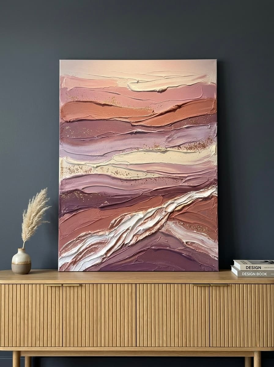 Canyon Strata Canvas Wall Art | Impasto Landscape Print | Earth Tone Living Room Decor Gift