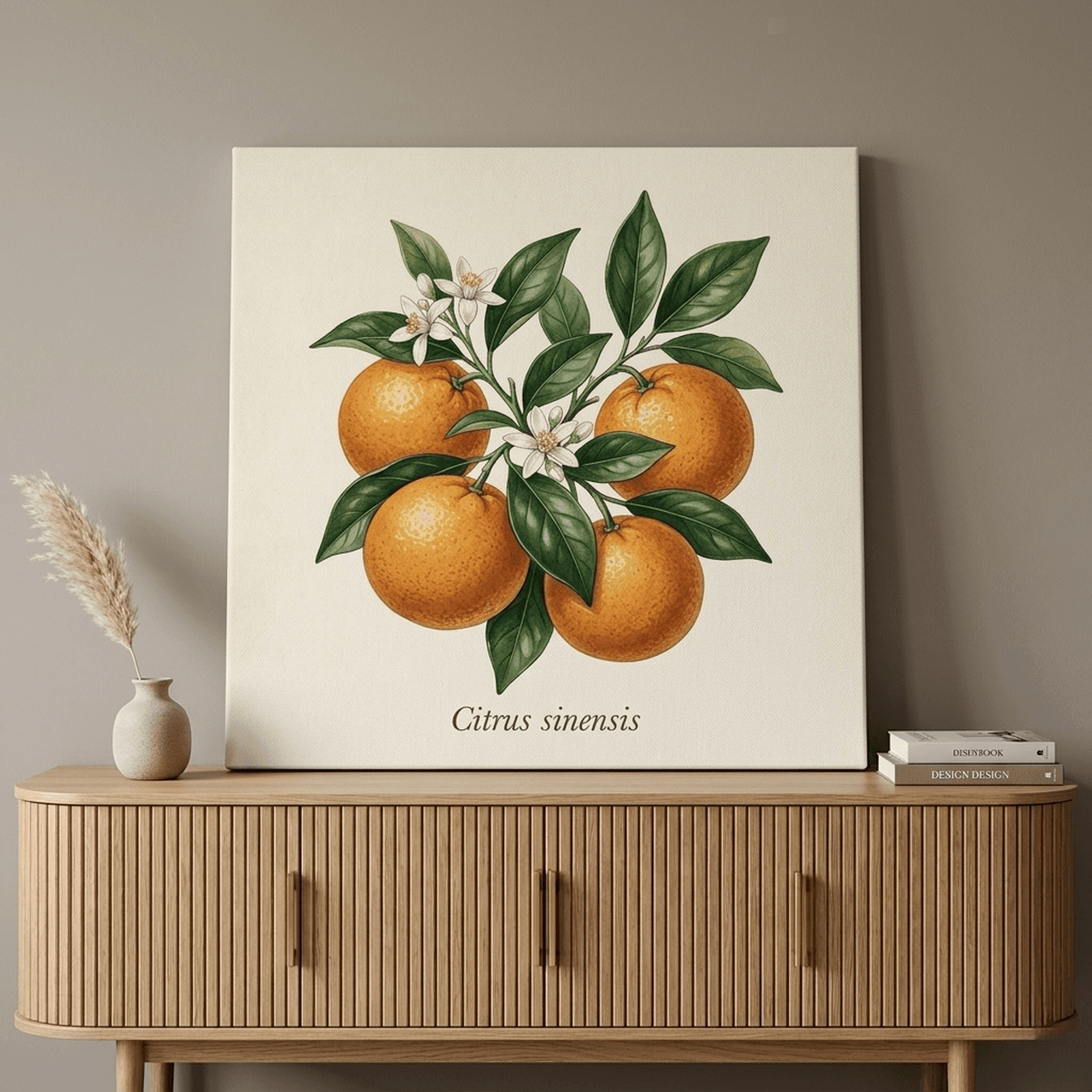 Orange Blossom Botanical Canvas Wall Art | Citrus Sinensis Framed Print | Kitchen Home Decor