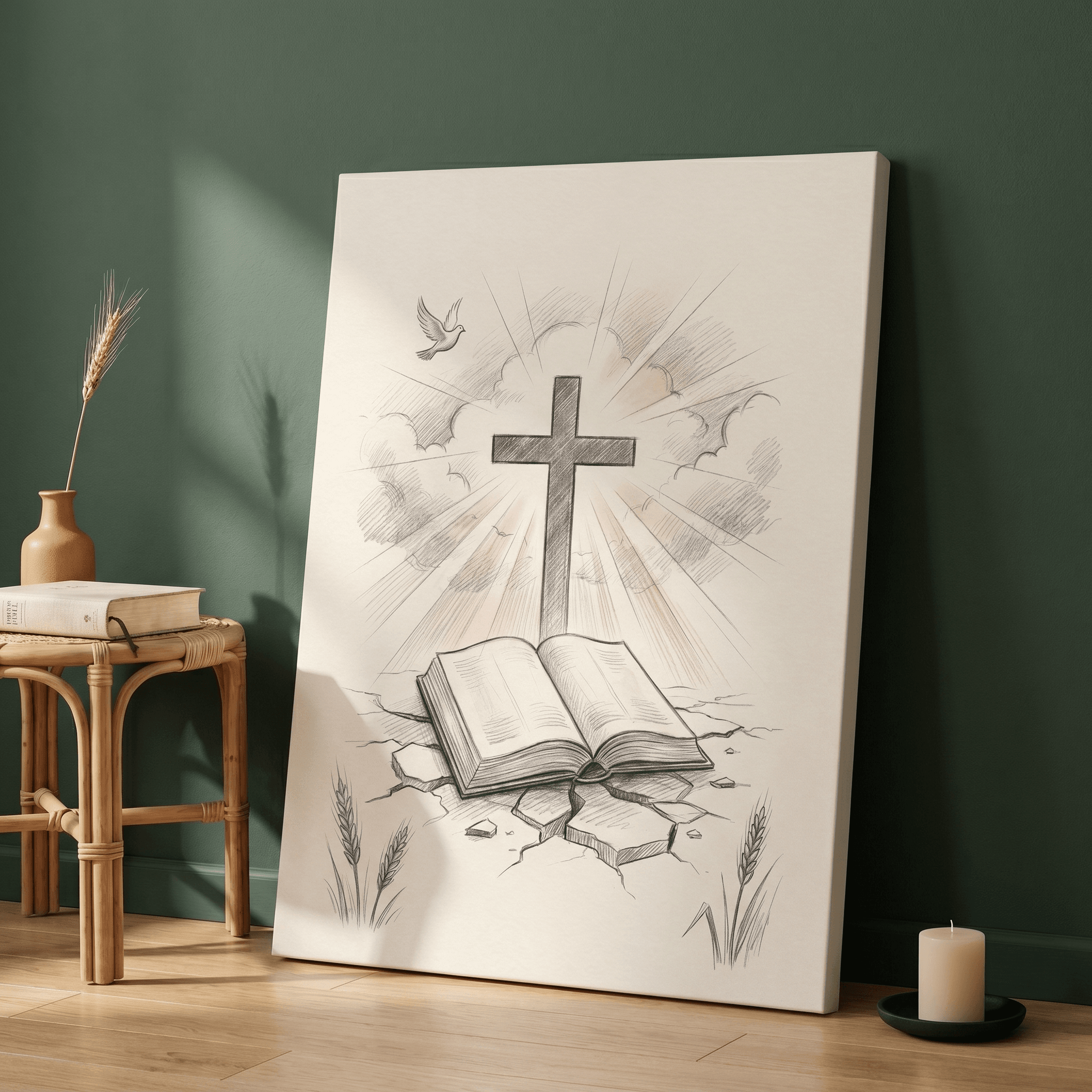 Curated wall art prints displayed in a beautifully styled living room