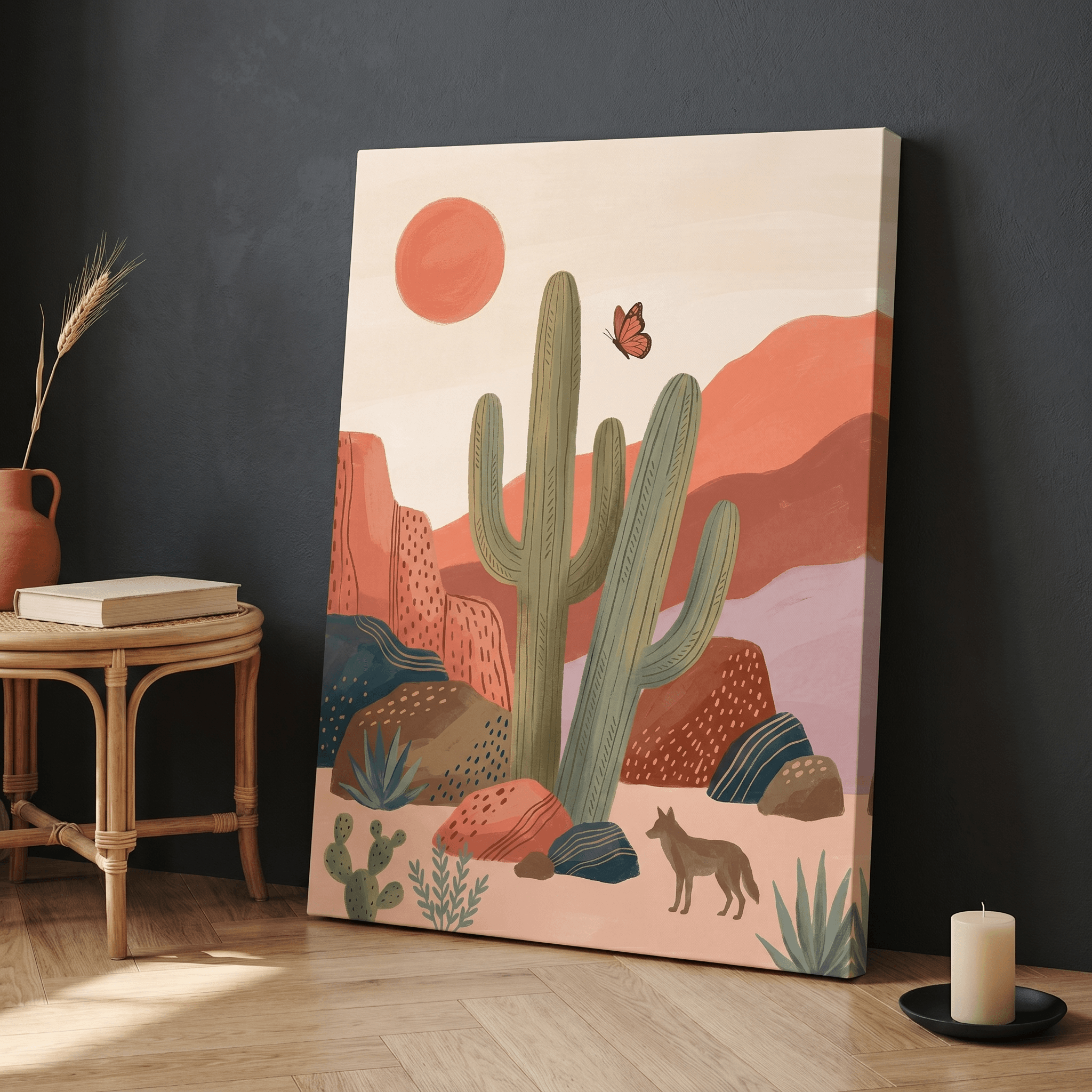 Curated wall art prints displayed in a beautifully styled living room