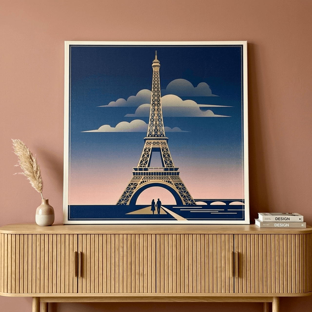 Eiffel Tower Paris Canvas Wall Art | Vintage Travel Poster Framed Print | Home Decor