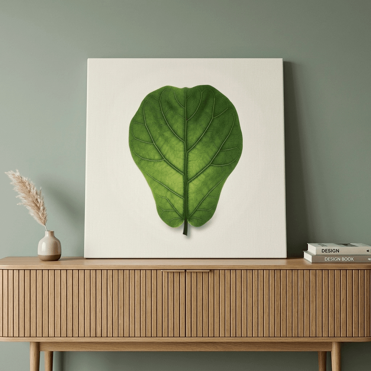 Fiddle Leaf Fig Canvas Wall Art | Single Leaf Botanical Framed Print | Modern Home Decor