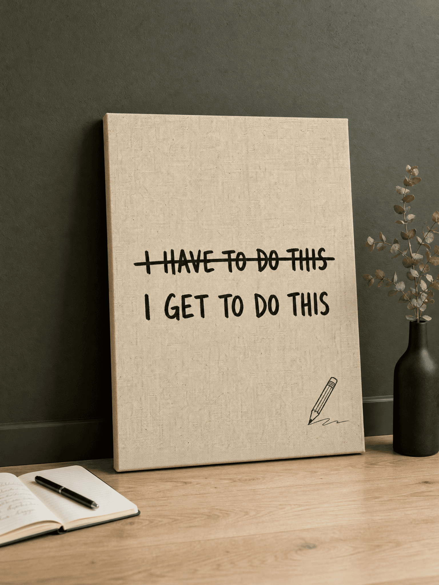 I Get To Do This Canvas Wall Art | Mindset Quote Print | Home Office Home Decor