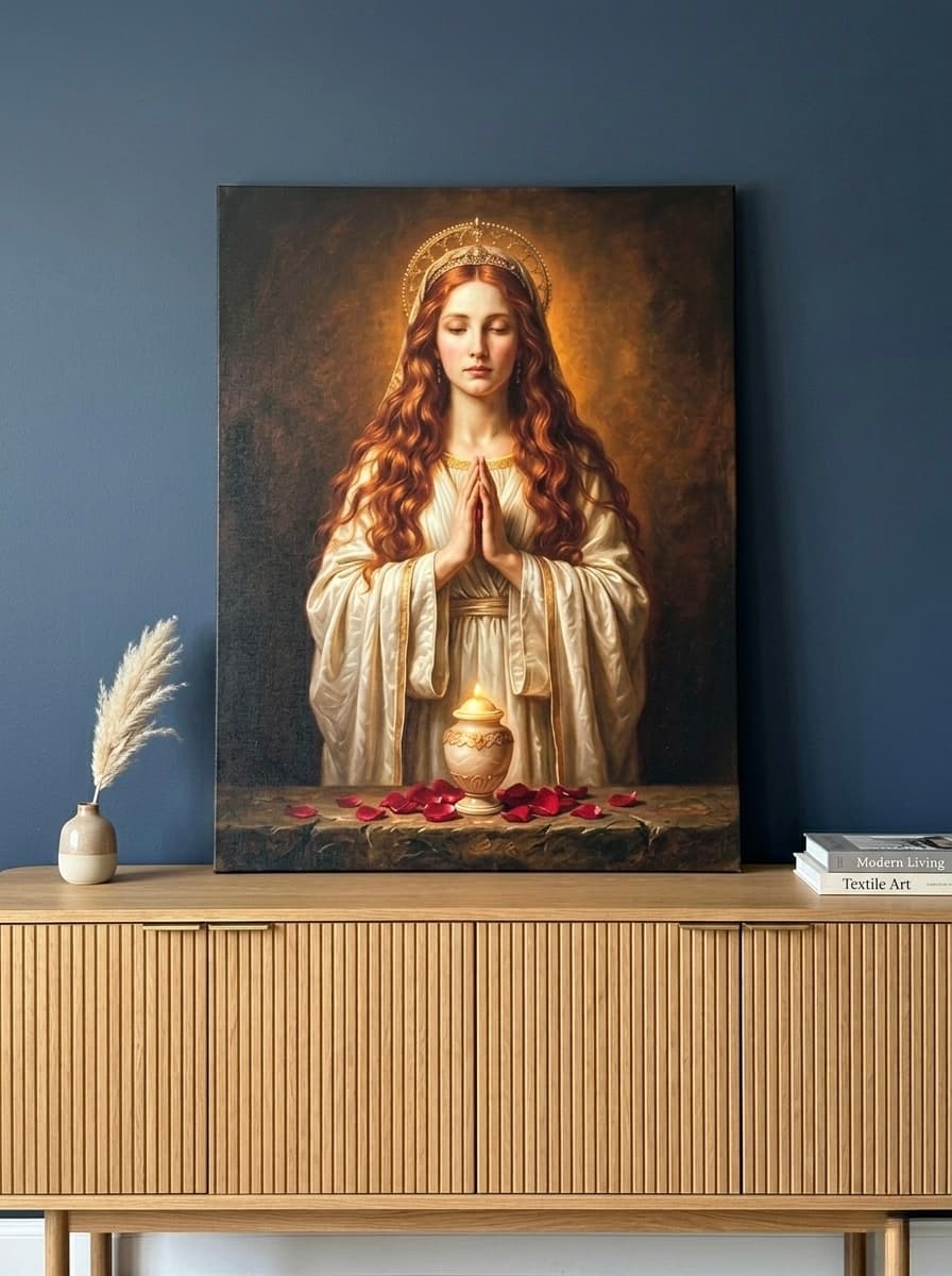 Mary Magdalene Portrait Canvas Wall Art | Renaissance Oil Painting Christian Framed Print