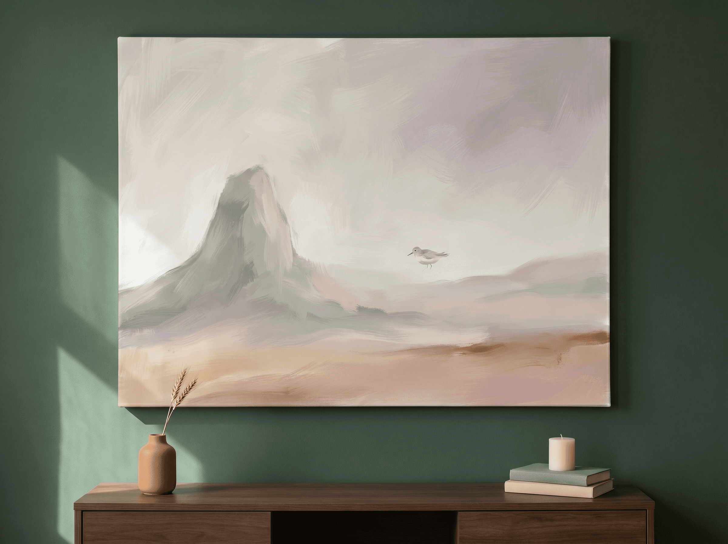 Minimalist Abstract Hill Canvas Wall Art | Soft Painterly Landscape Print | Living Room Home Decor