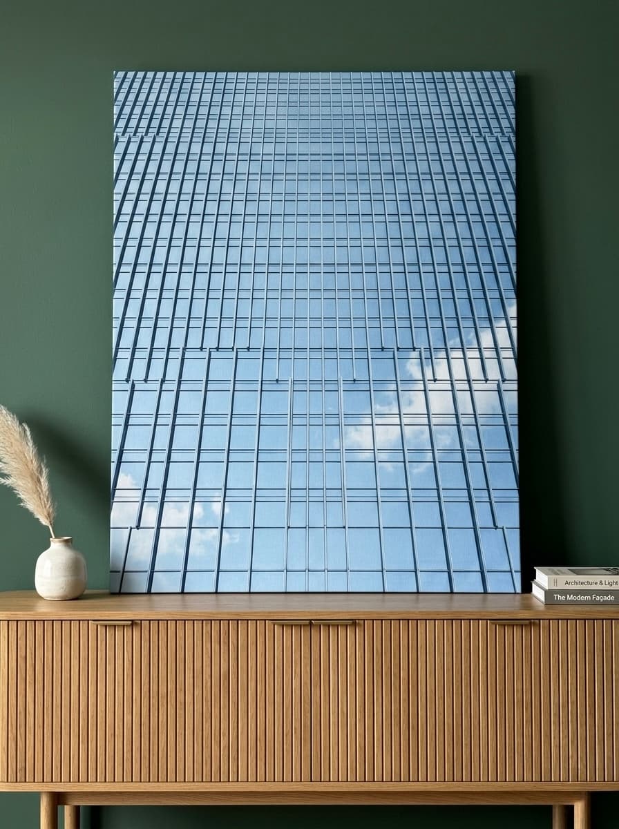 Modern Glass Tower Canvas Wall Art | Architectural Photography Framed Print | Office Decor
