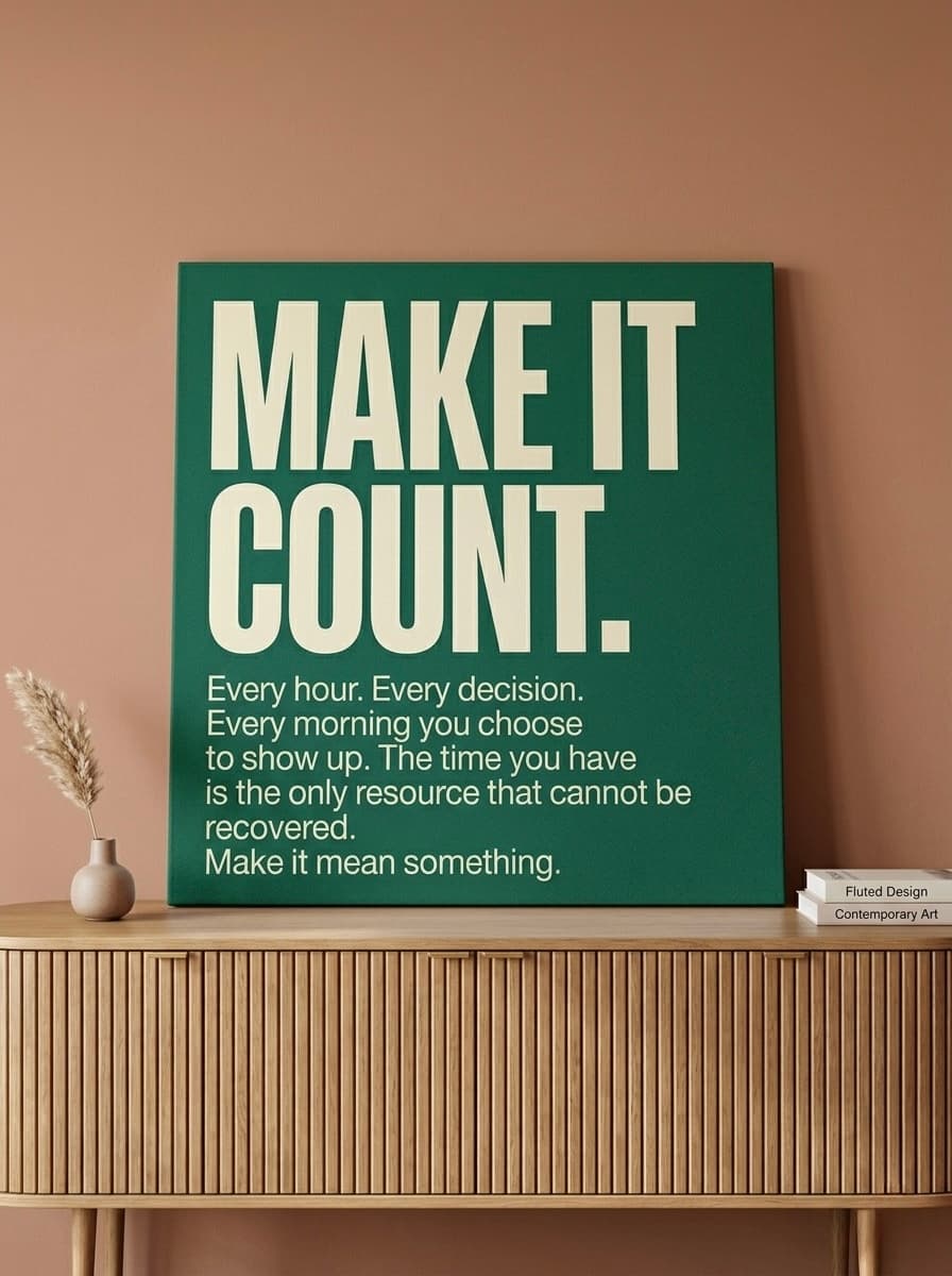 Motivational Canvas Wall Art | Make It Count Typography Print | Dark Emerald Framed Canvas, Ready to Hang