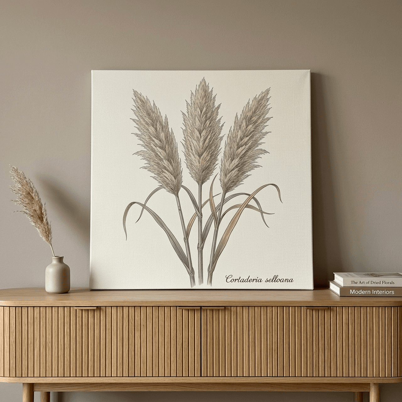 Pampas Grass Canvas Wall Art | Cortaderia Botanical Framed Print | Boho Home Decor