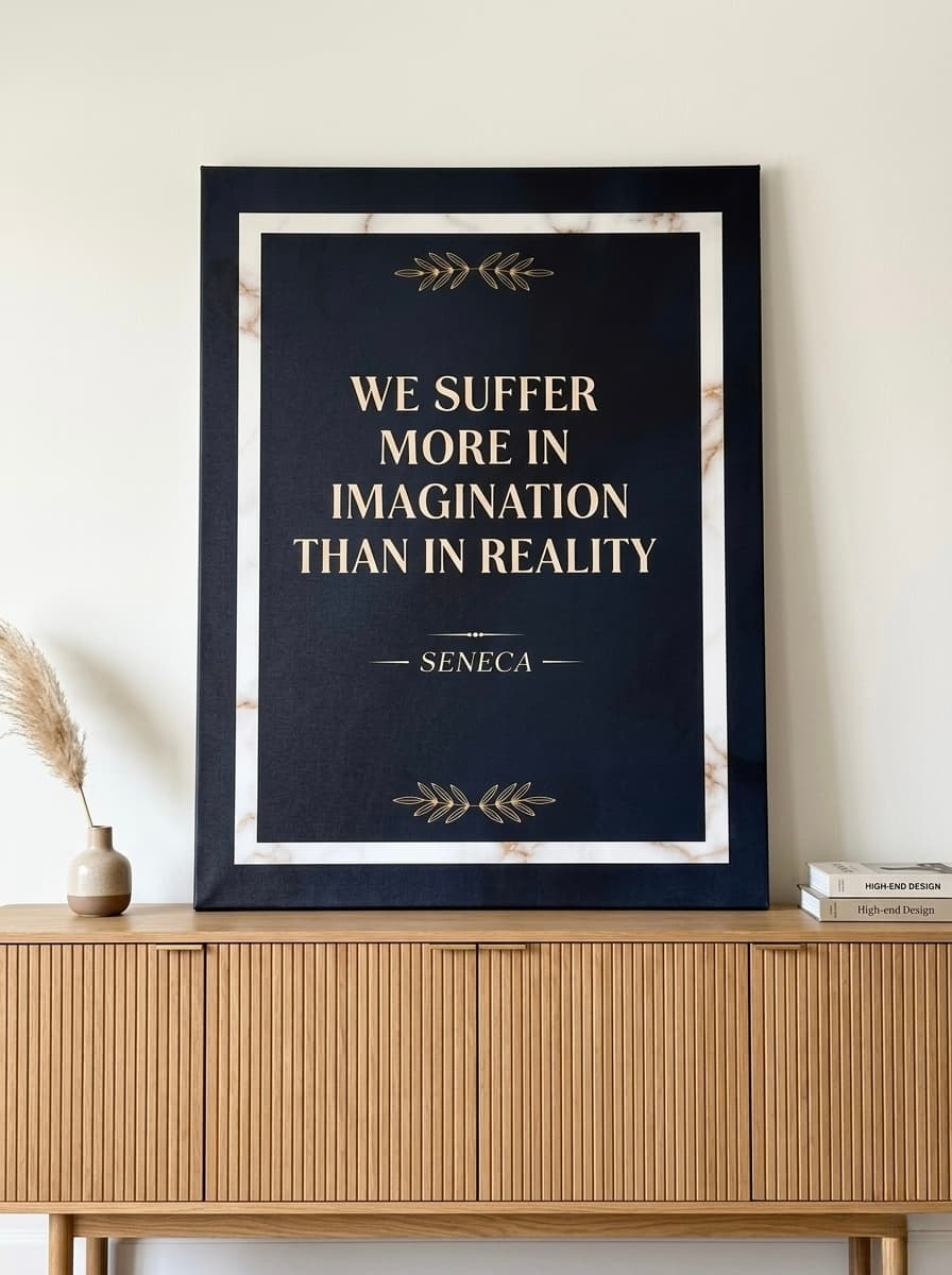 Seneca Quote Canvas Wall Art | Stoic Typography Framed Print | Home Office Study Decor