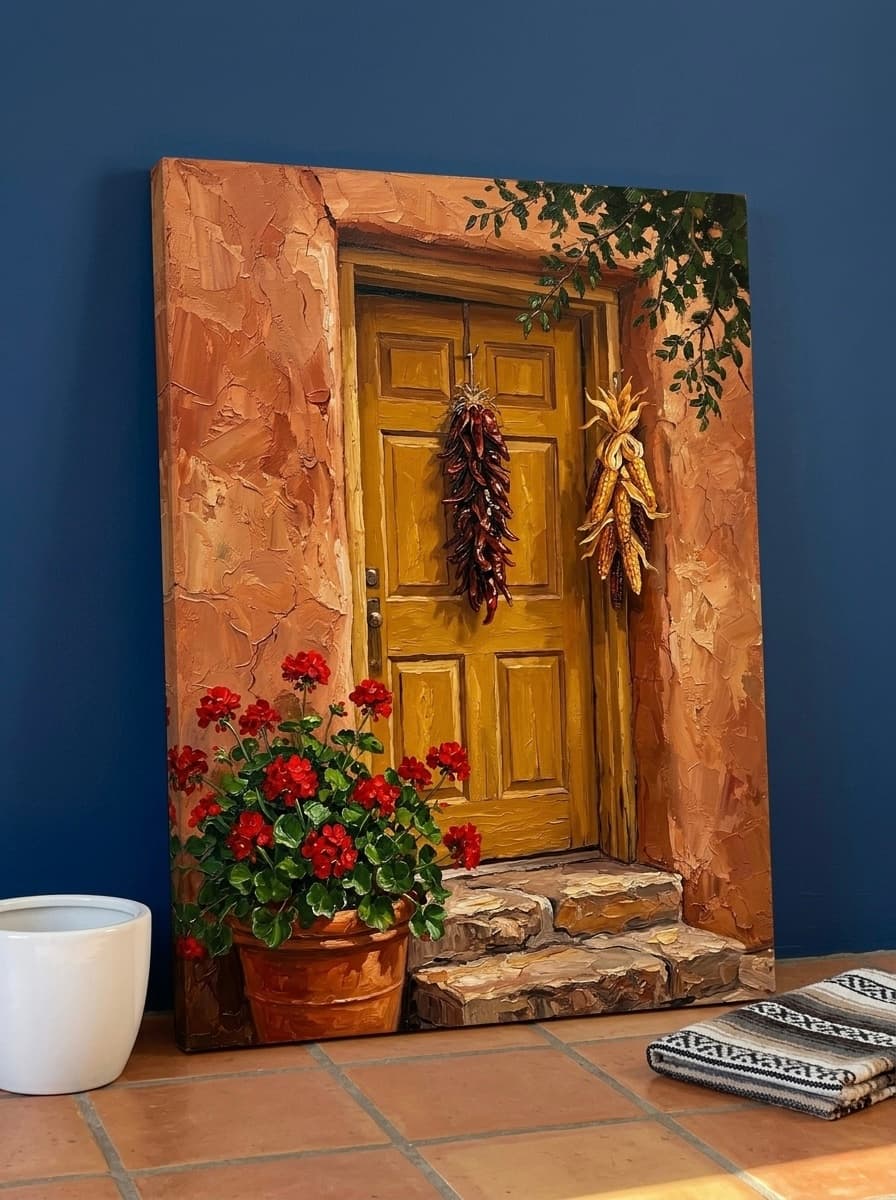 Southwest Adobe Door Canvas Wall Art | New Mexico Architecture Framed Print | Living Room Decor