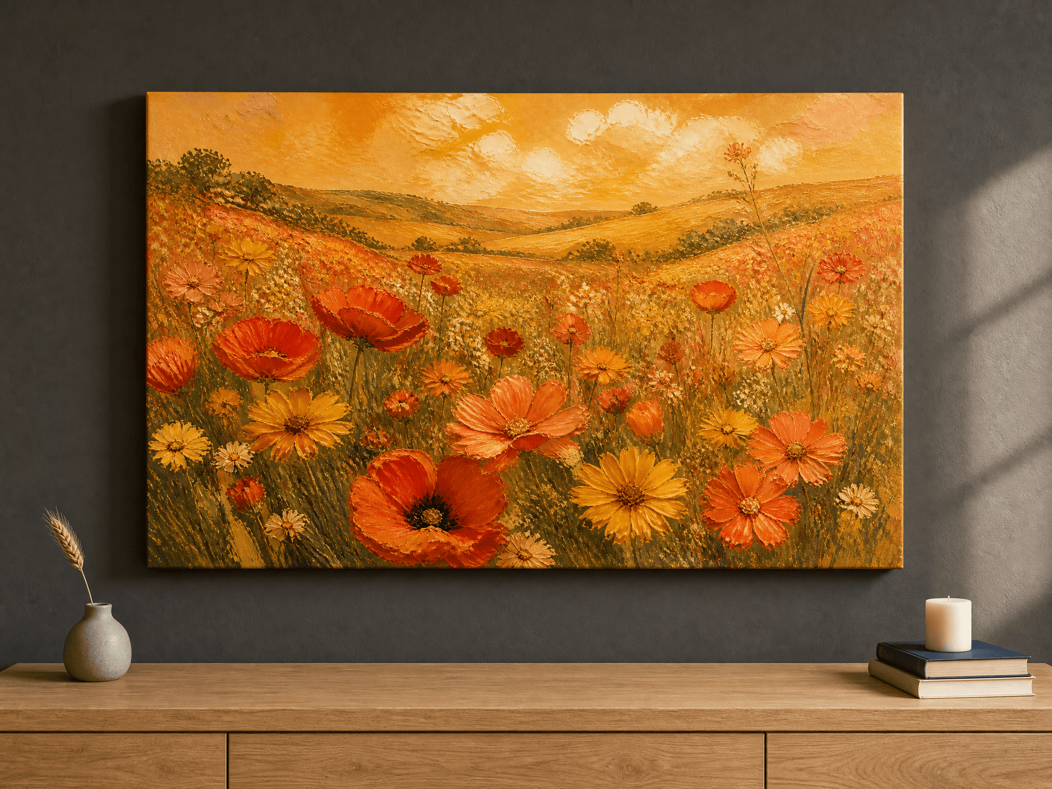 Curated wall art prints displayed in a beautifully styled living room