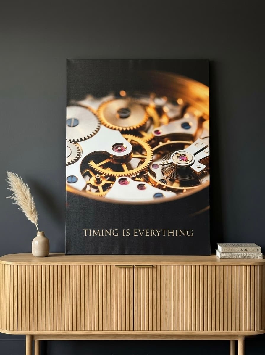 Watch Gears Wall Art Canvas | Precision Luxury Framed Print | Home Office Study Decor