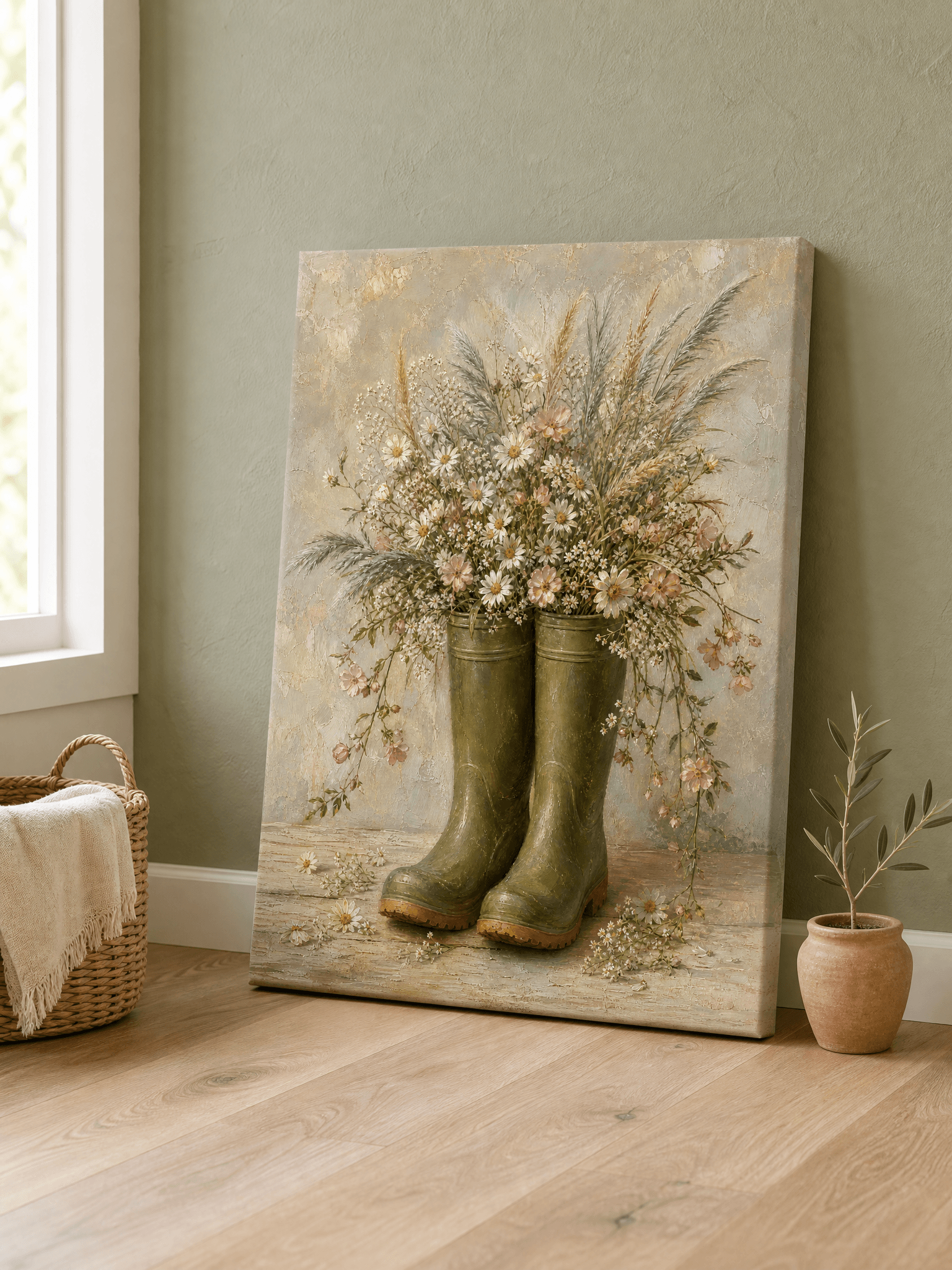 Curated wall art prints displayed in a beautifully styled living room