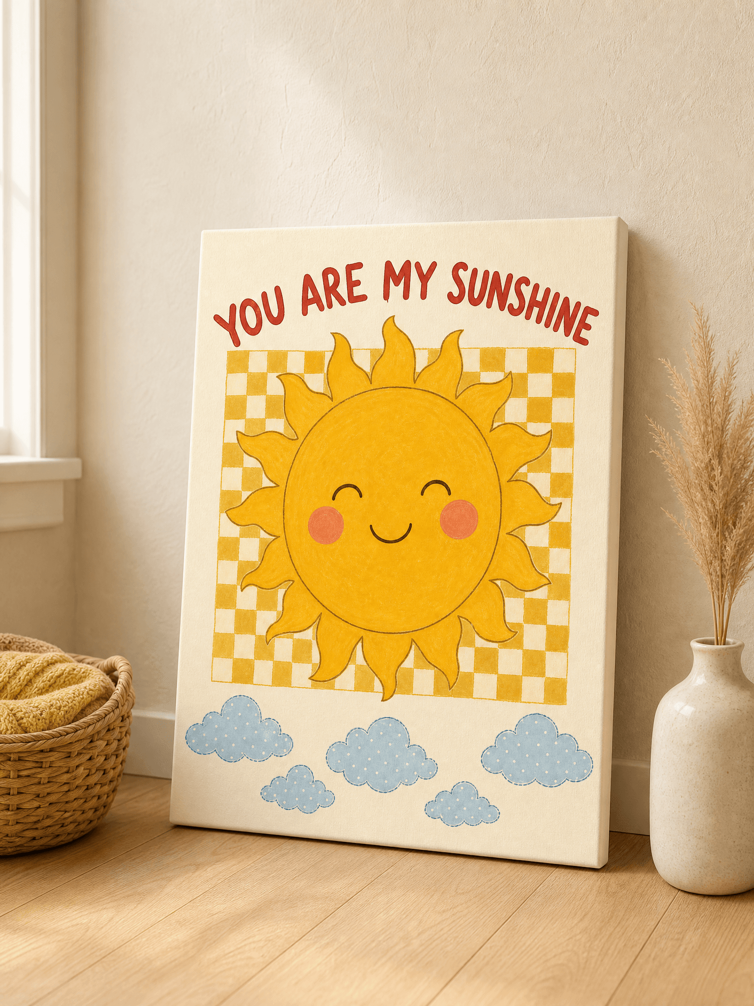 You Are My Sunshine Canvas Wall Art | Cheerful Nursery Print | Kids Room Home Decor