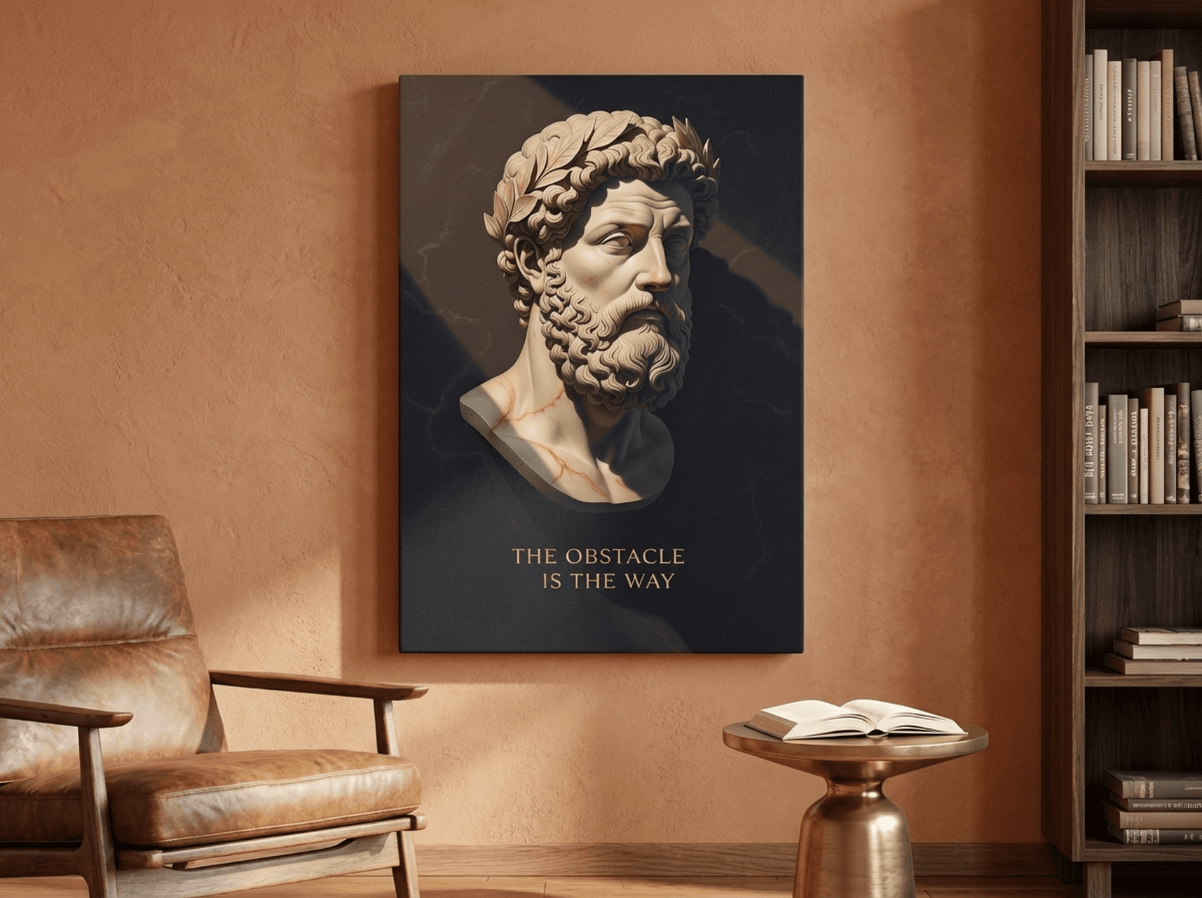 Marcus Aurelius Wall Art Canvas | Stoic Philosophy Framed Print | Home Office Study Decor